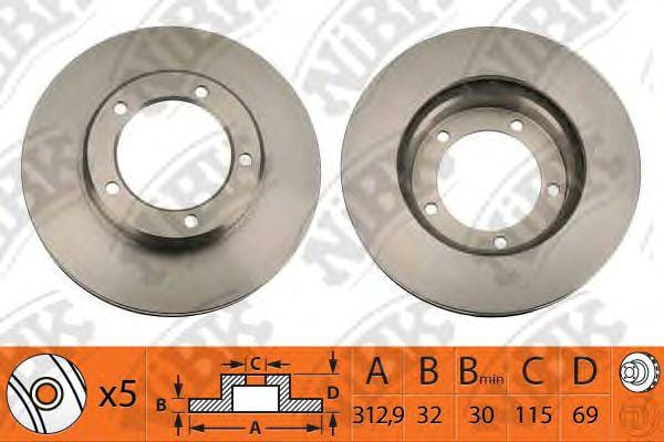 NIBK RN1224 Диск тормозной TOYOTA LAND CRUISER J100 4.2D/4.7 98-07 передний вент.