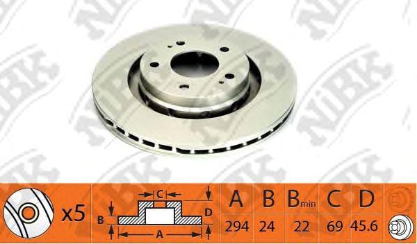 NIBK RN1403 Диск тормозной передние MITSUBISHI OUTLANDER 03/CITROEN C-CROSSER/PEUGEOT 4007 RN1403