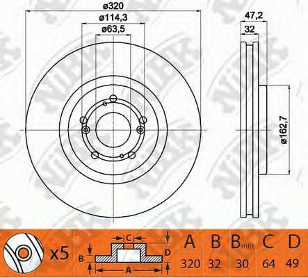 NIBK RN1406 Торм.диск пер.вент