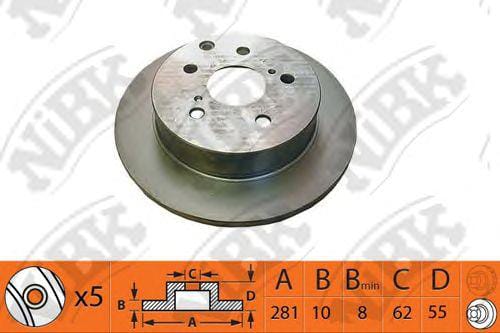 NIBK RN1433 Диск тормозной задний TOYOTA RAV 4 III 06- D281мм RN1433