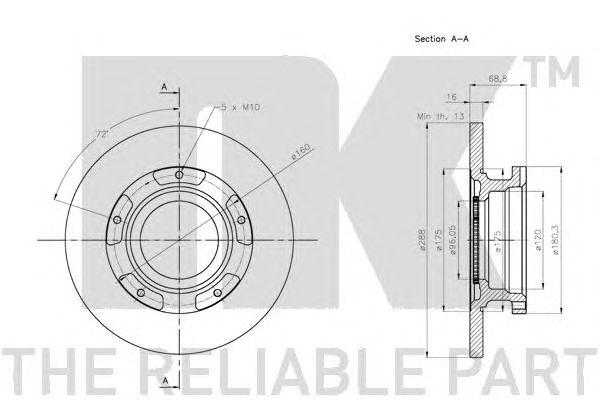 NK 202590 Nk диск тормозной задний ford tourneo/transit 2.2/3.2td 12>