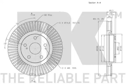 NK 2045117 Nk диск тормозной передний toyota ra4 2.0/2.2d 06>