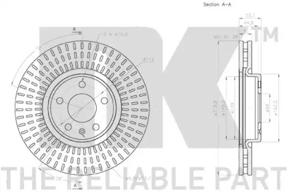 NK 2047153 Диск тормозной AUDI A4/A5 07-/A6/A7 10-/Q5 08- передний вент.D 320мм.