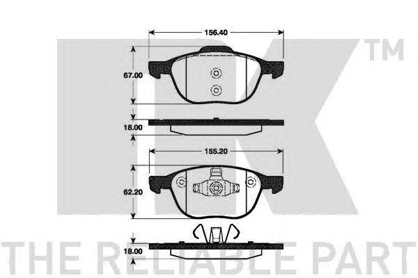 NK 222561 Колодки тормозные FORD FOCUS II 04-/III 10-/MAZDA 3 03-/VOLVO S40 04- передние
