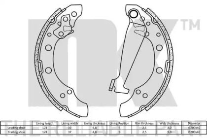 NK 2799520 Колодки торм.бар.AUDI A2/VW G2/G3/PASSAT/POLO/SKODA FABIA 86-08