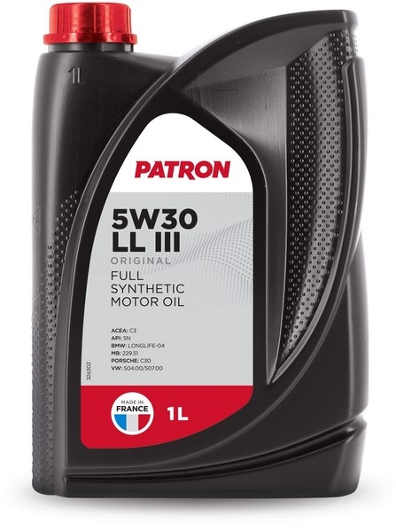 PATRON 5w30lliii1loriginal Масло моторное синтетическое 1л для легковых автомобилей acea c3, api sn, bmw ll 04, mb 229.51, porsche c30, vw 504.00/507.00