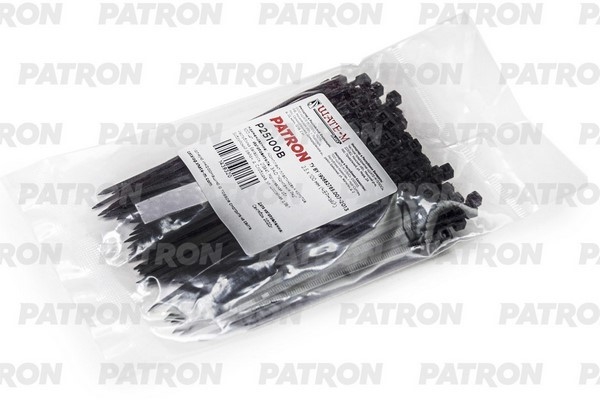 PATRON P25100B Комплект пластиковых хомутов 2.5 х 100 мм, 100 шт, Nylon 6.6, черные