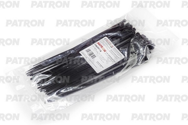PATRON P36200B Комплект пластиковых хомутов 3.6 х 200 мм, 100 шт, Nylon 6.6, черные