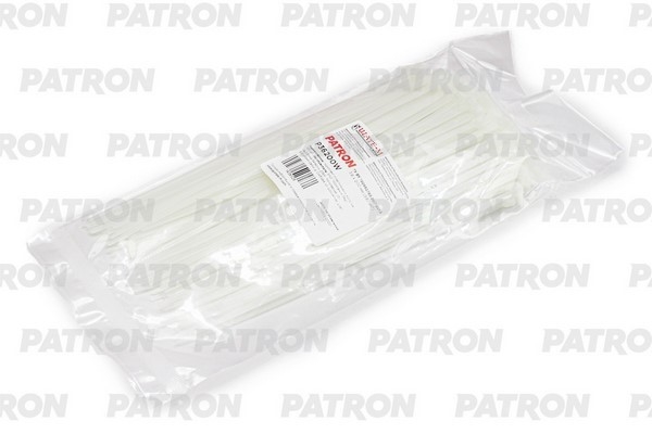 PATRON P36200W Комплект пластиковых хомутов 3.6 х 200 мм, 100 шт, Nylon 6.6, белые