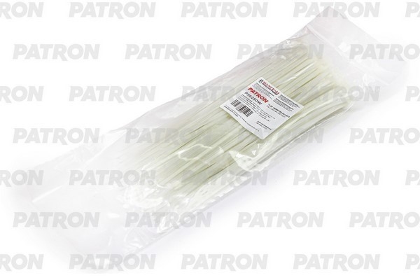 PATRON P36250W Комплект пластиковых хомутов 3.6 х 250 мм, 100 шт, Nylon 6.6, белые