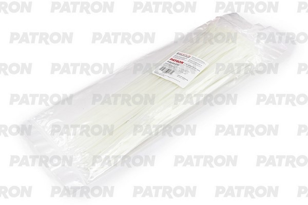 PATRON P36300W Комплект пластиковых хомутов 3.6 х 300 мм, 100 шт, Nylon 6.6, белые