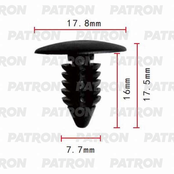 PATRON P370003 Клипса пластмассовая AMC, Chrysler, Daewoo, Dodge, Ford, GM, Opel применяемость: защита, брызговики, предохранительные приспособления, внутренняя отделка