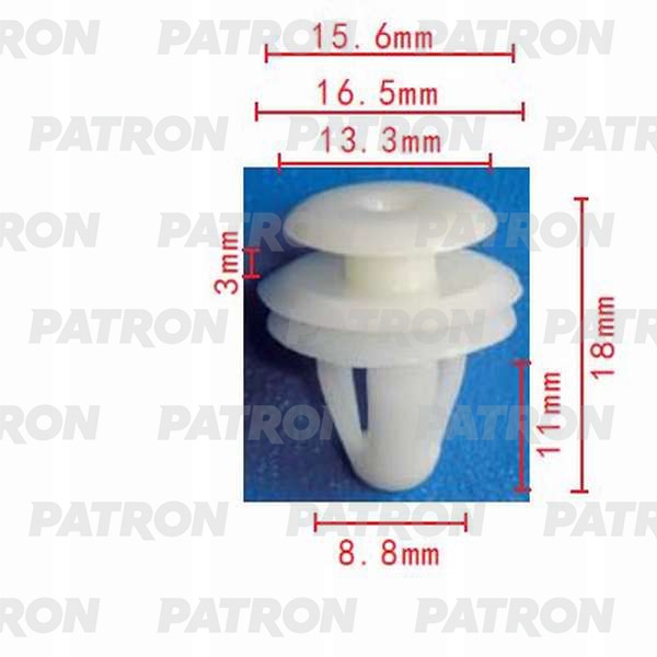 PATRON P370011 Клипса пластмассовая Lexus, Mitsubishi, Subaru, Toyota применяемость: внутренняя отделка, отделка дверей, дверь - панель