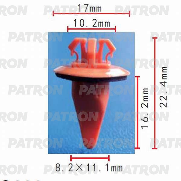 PATRON P370013 Зажим пластиковый декоративная дверная планка (оранжевый) Lexus, Toyota применяемость: кузов - молдинг