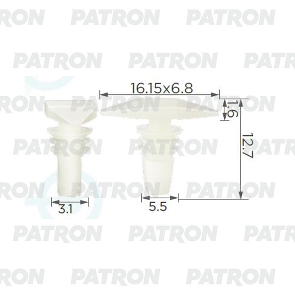 PATRON P370060 Клипса пластмассовая пружинный уплотнителя (серый)Acura, Honda применяемость: кузов - уплотнитель