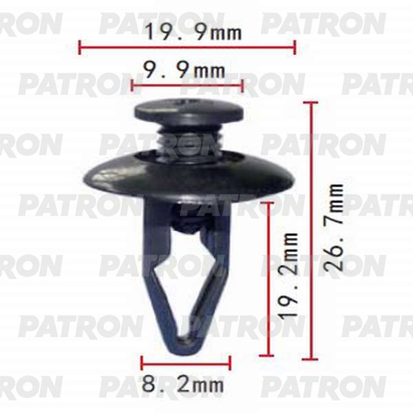 PATRON P370079 Клипса пластмассовая Ford, Infiniti, Kia, Mazda, Nissan применяемость: бампер, защита, крылья