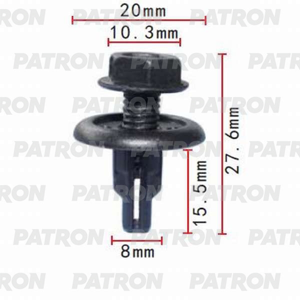 PATRON P370089 Клипса пластмассовая Acura, Honda применяемость: брызговики, подкрылок, бампер