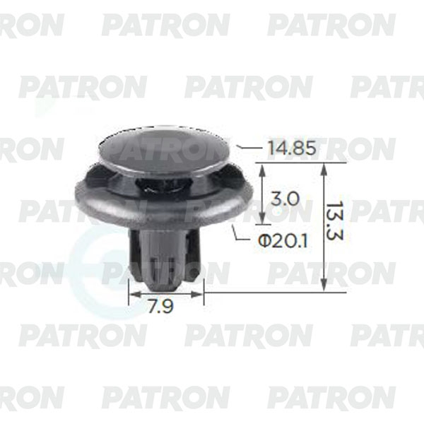 PATRON P370121A Клипса пластмассовая (упаковка 100шт) Acura,Honda,Hyundai,Kia,Mitsubishi применяемость: брызговики, подкрылок, бампер, крылья P370121A