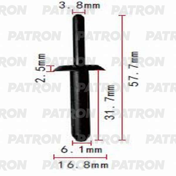 PATRON P370130 Клипса пластмассовая Chrysler, Ford применяемость: заклёпка пластиковая, универсальная