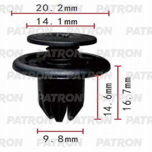 PATRON P370132 Клипса пластмассовая Acura, Chevrolet, Daewoo, GM, Honda, Opel, Sang Yong применяемость: бампер, брызговики, пороги, молдинги P370132