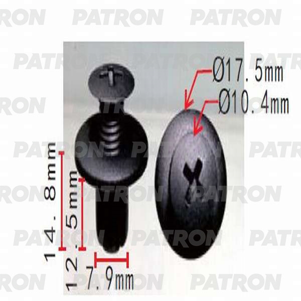 PATRON P370160 Клипса пластмассовая ввинчивающаяся (черная) MAZDA