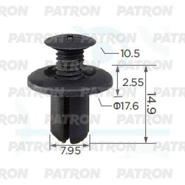 PATRON P370160A Клипса пластмассовая (упаковка 100шт) ввинчивающаяся (черная) MAZDA