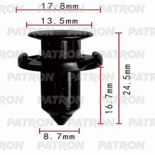 PATRON P370164 Клипса пластмассовая Acura,Chrysler,Honda,Lexus,Mitsubishi,Toyota применяемость: подкрылок, крылья, бампер