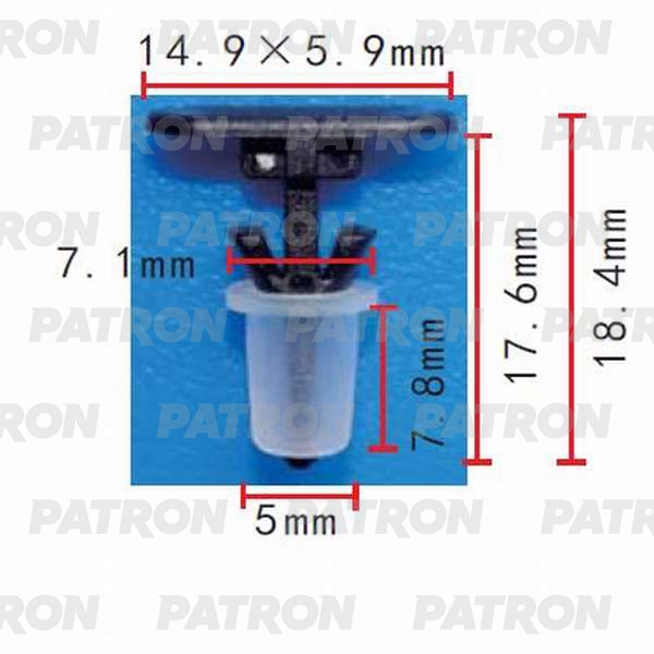 PATRON P370167 Клипса пластмассовая Audi, Ford, Opel, Seat, Skoda, Volkswagen применяемость: внутренняя отделка, двери, кузов - уплотнитель
