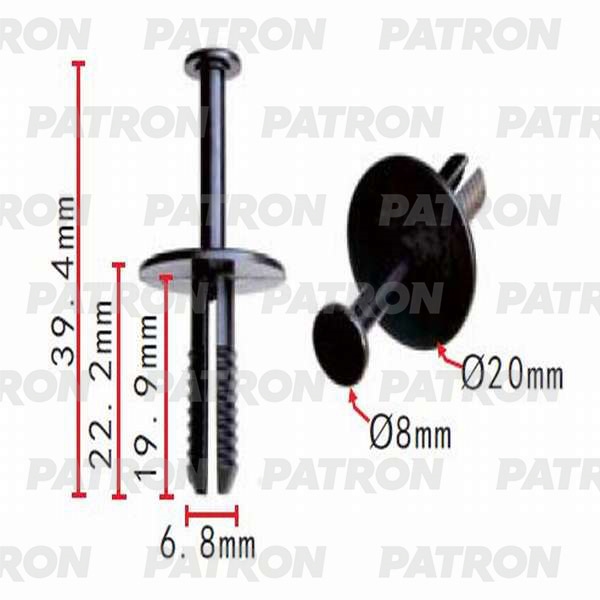 PATRON P370195 Клипса пластмассовая Chevrolet,Daewoo,GM,Opel применяемость: бампер, уплотнитель