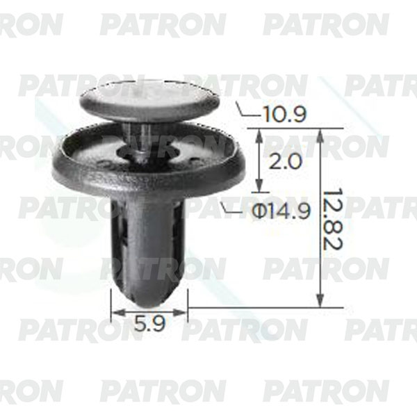 PATRON P370215A Клипса пластмассовая (упаковка 100шт) Hyundai, Mitsubishi, Nissan, Subaru применяемость: подкрылки, защита, бампер, крылья, освещение