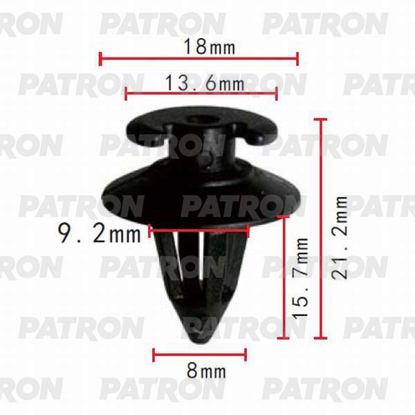 PATRON P370249A Клипса пластмассовая (упаковка 100шт) Audi, BMW, Ford, Seat, Skoda, Volkswagen применяемость: отделка дверей, стоек салона, багажник