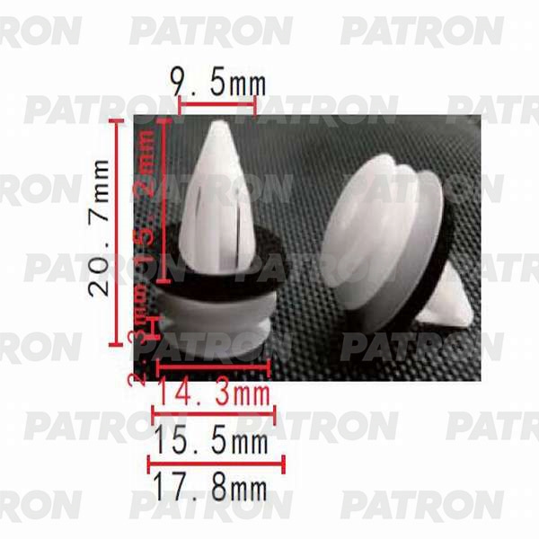 PATRON P370271 Клипса пластмассовая обшивка двери (серая без уплотнительной прокладки) BMW, MINI, Renault