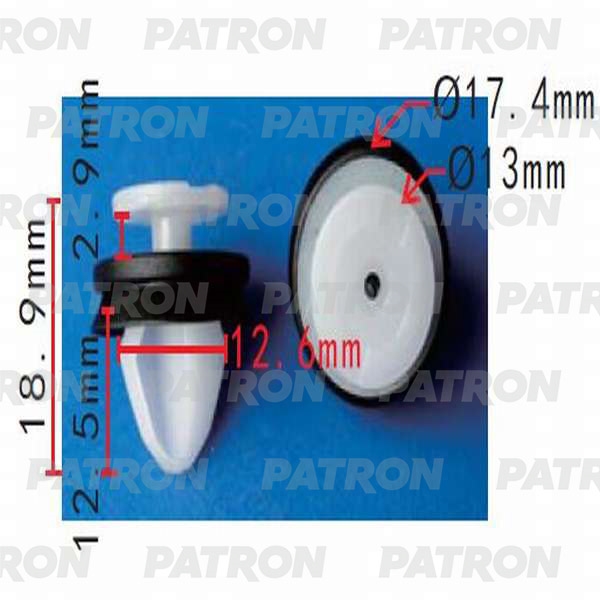 PATRON P370272A Клипса пластмассовая (упаковка 100шт) Citroen, Peugeot, Renault, АвтоВАЗ применяемость: внутренняя отделка - двери
