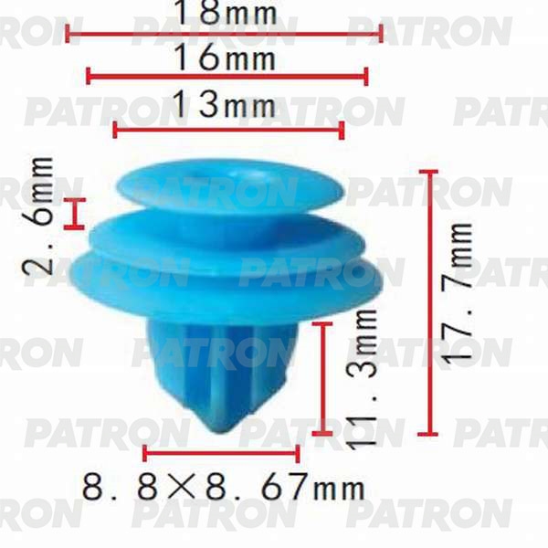 PATRON P370280 Клипса пластмассовая GM, Lexus, Nissan, Subaru, Toyota применяемость: внутренняя отделка, двери, стойки