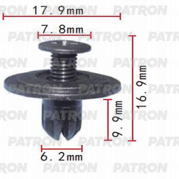 PATRON P370316 Клипса пластмассовая Honda распорная резьбовая