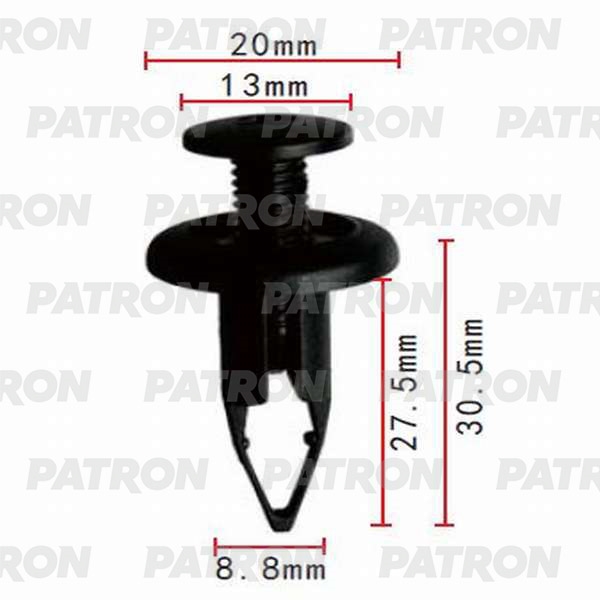 PATRON P370318 Клипса пластмассовая Lexus, Toyota применяемость: бампер, защита, подкрылок, отделка