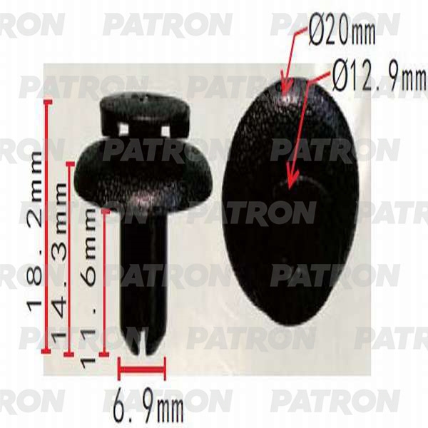 PATRON P370320 Клипса пластмассовая ввинчивающаяся (черная) SUBARU