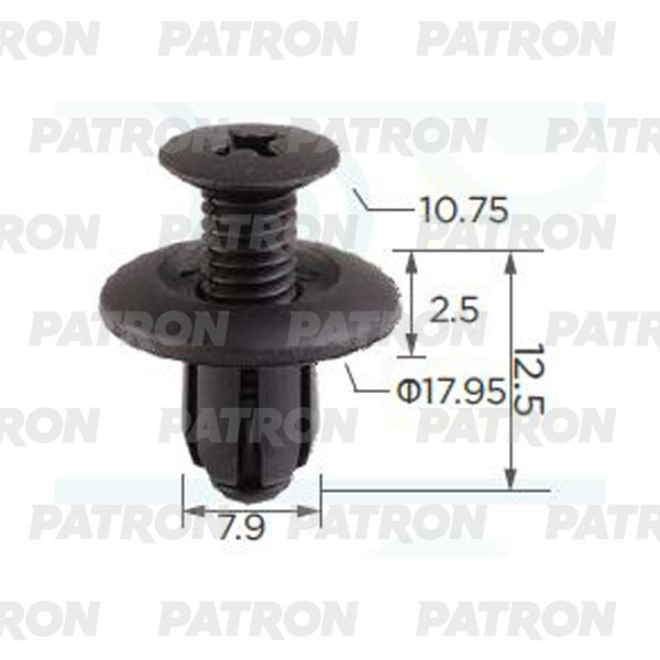 PATRON P371351A Клипса пластмассовая (упаковка 100шт) Hyundai,Kia применяемость: бампер, фиксатор