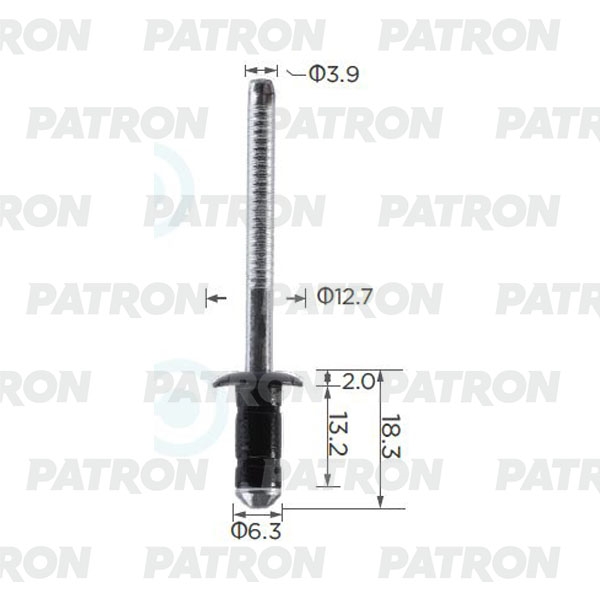 PATRON P371422A Заклепка металлическая (упаковка 100шт) TOYOTA применяемость: заклепка лючка бензобака
