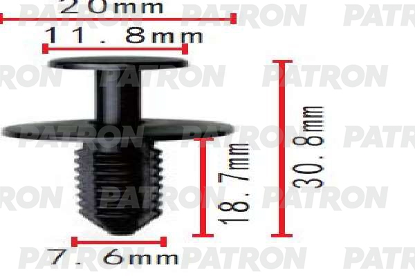 PATRON P371468 Клипса пластмассовая MERCEDES применяемость: кузов - пороги, решетки, подкрылки, бампер