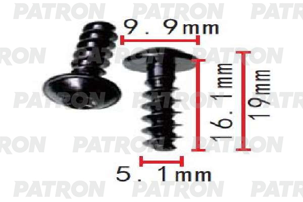 PATRON P371533 Винт металлический Audi,Seat,Skoda,Volkswagen применяемость: саморез 5X16