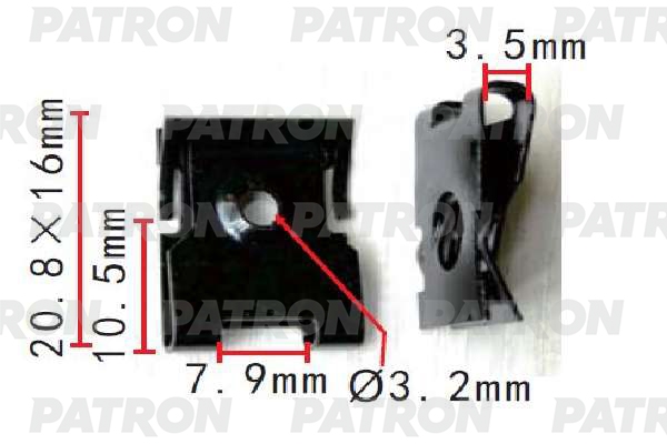 PATRON P371536 Скоба металлическая Audi,Seat,Skoda,Volkswagen применяемость: гайка, вставная