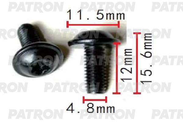 PATRON P371544 Винт металлический Audi,Seat,Skoda,Volkswagen применяемость: болт М5Х12мм