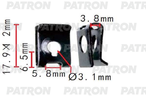 PATRON P371612 Скоба металлическая Hyundai применяемость: пружинная гайка м6, самостопорящая