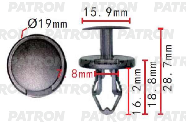 PATRON P371620 Клипса пластмассовая GM применяемость: клипса пластмассовая применяемость освещение