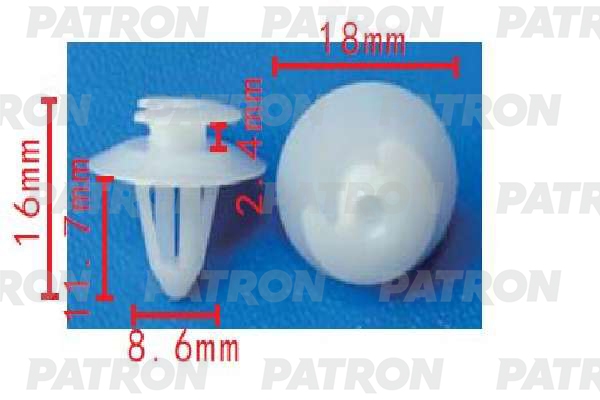PATRON P371653 Клипса пластмассовая применяемость: обшивка двери (серая) mercedes-benz