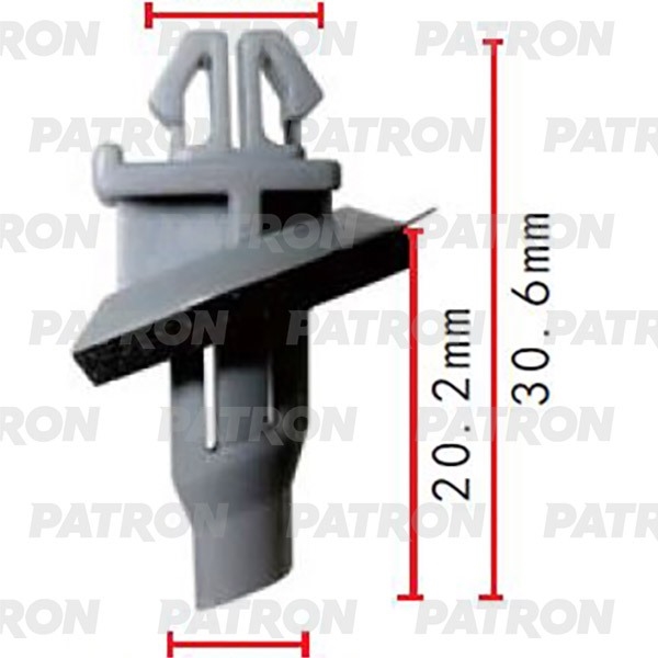 PATRON P372048 Клипса пластмассовая Применяемость: Пистон молдинга Lexus Toyota D=8.6, T=12.0x11.4, F=10.9x7.2, H=30.6