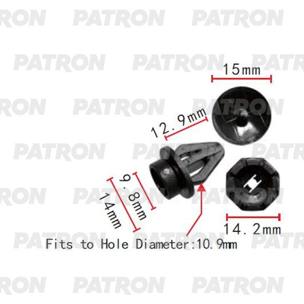 PATRON P372097 Клипса пластмассовая Nissan Применяемость: Клипса обшивки