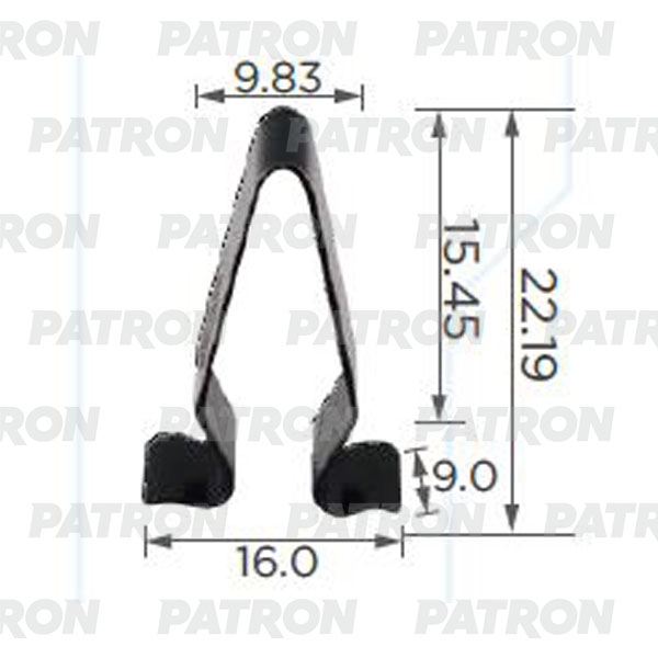 PATRON P372144 Клипса пластмассовая Audi Seat Skoda VW Применяемость: Скоба крепления обшивки багажника B=22.3, C=15.3, A=9.3