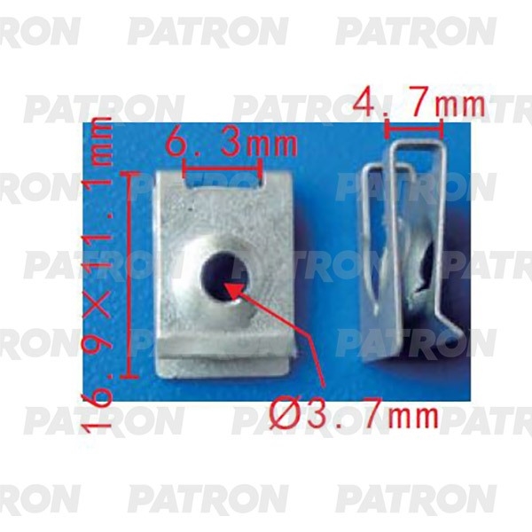 PATRON P372209 Скоба крепежная BMW Применяемость: Скоба T=17.0, F=11.0,H=5.0, D=3.7
